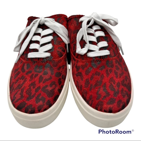 New LUCKY BRAND Talani Mules Sneakers Clogs 10 42 Red Leopard - Picture 2 of 10